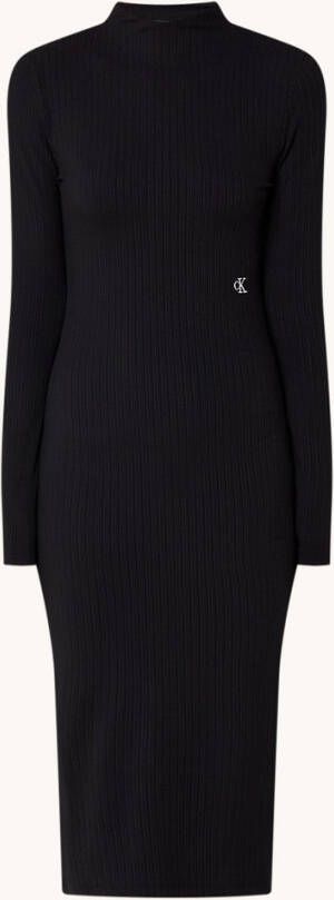 Calvin Klein Midi trui jurk met logoborduring en ribstructuur online kopen