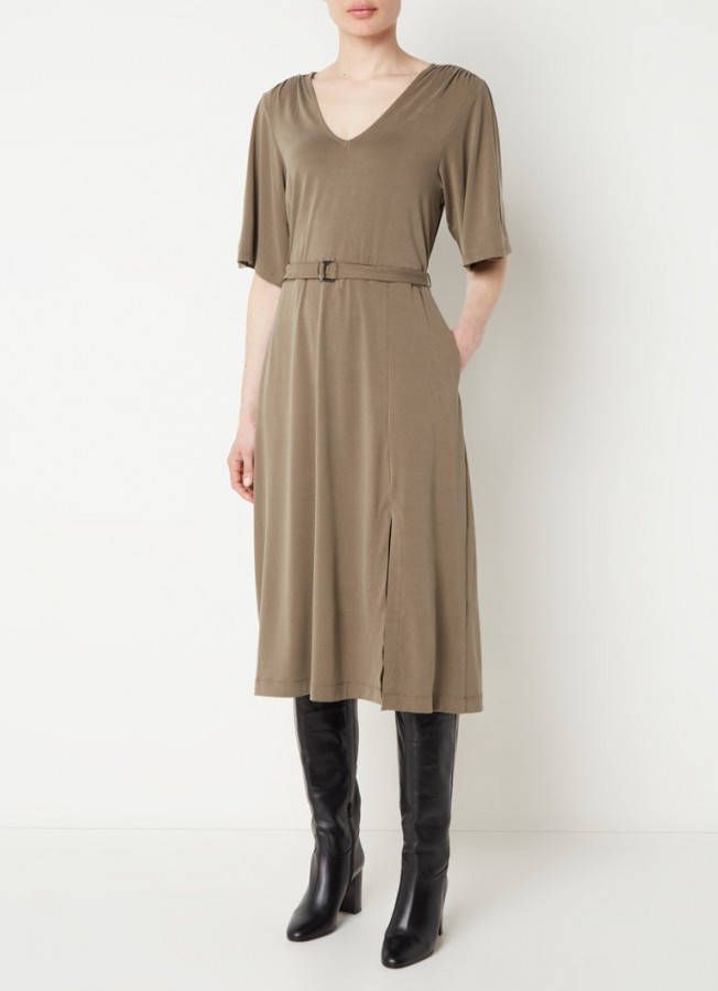 Claudia Str&#xE4, ter Midi jurk met V hals en ceintuur online kopen