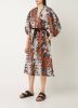 Maje Midi dress with vegetal print Rodime , Bruin, Dames online kopen