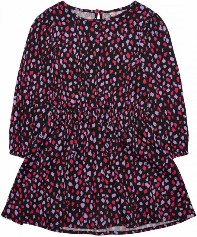 ONLY KIDS GIRL jurk KONSCARLETT SOLVEIG met all over print zwart/paars/roze online kopen