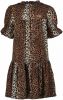 Vingino jurk Pemmy met panterprint en ruches bruin/zwart online kopen