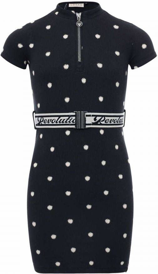 Looxs Revolution Slim fit jurk met riem nearly black voor meisjes in de kleur online kopen