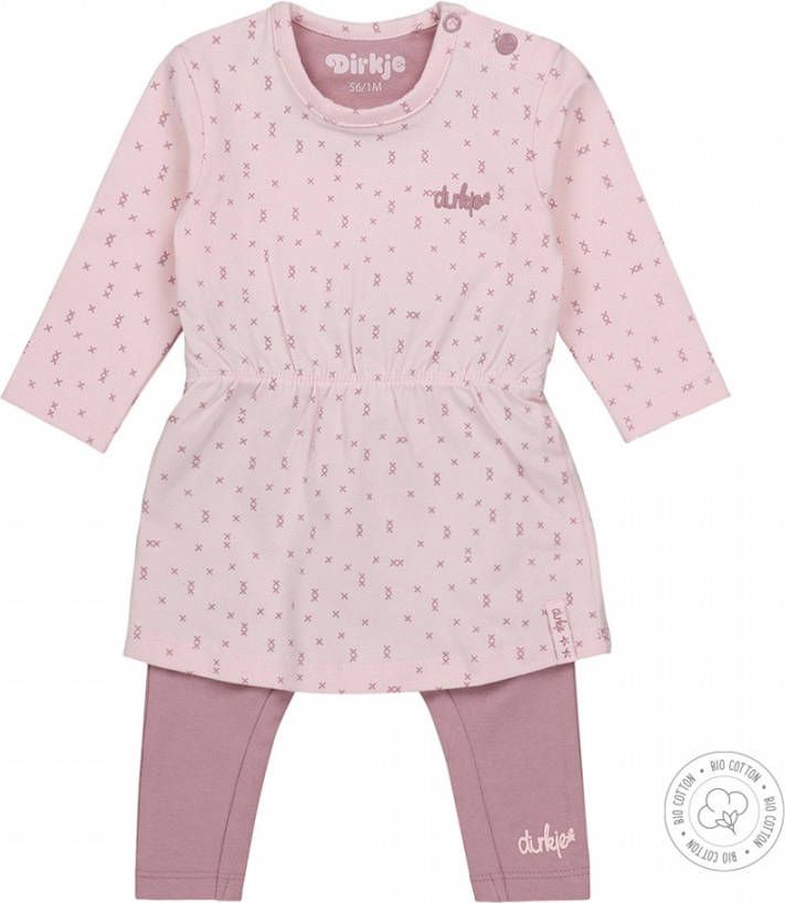 Dirkje baby jurk + legging met biologisch katoen roze/lichtroze online kopen