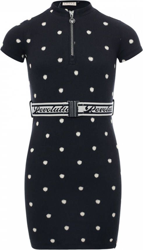 Looxs Revolution Slim fit jurk met riem nearly black voor meisjes in de kleur online kopen