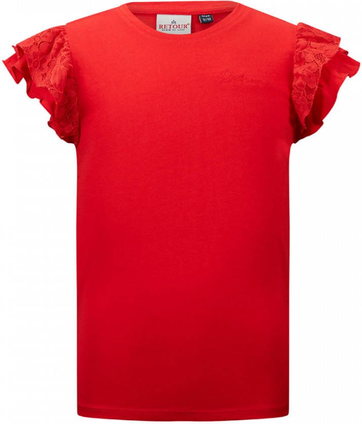 Retour Denim basic T shirt Drancy met kant rood online kopen