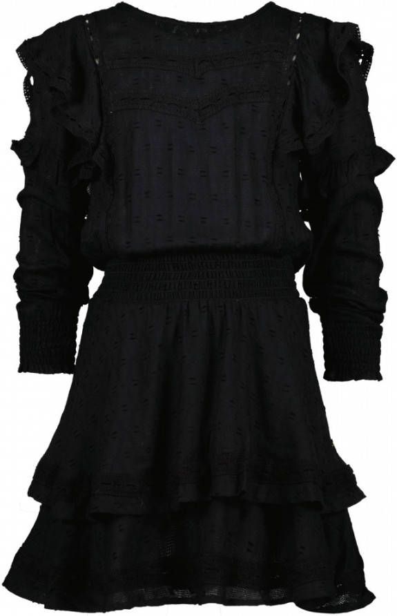 Vingino jurk Palisse met ruches zwart online kopen