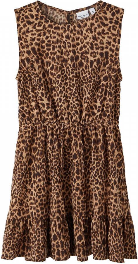 NAME IT MINI jurk NMFVINAYA van gerecycled polyester bruin online kopen