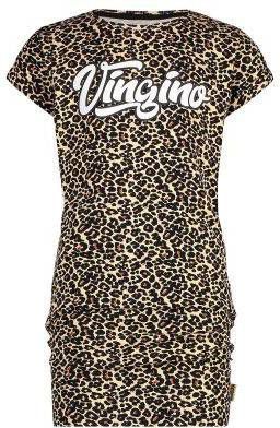 Vingino T-shirtjurk Prania met panterprint bruin/beige online kopen