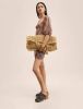 Mango jurk met bladprint en open detail bruin/wit online kopen