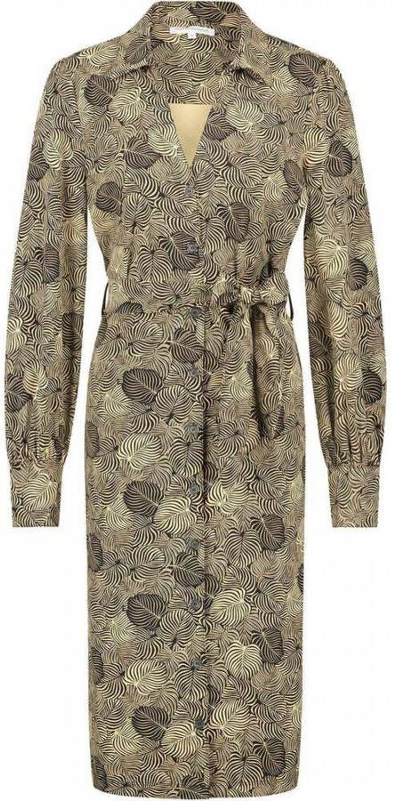 Tramontana blousejurk van travelstof met bladprint beige/zwart online kopen