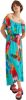 Desigual off shoulder maxi jurk met all over print en volant turquoise/rood/roze online kopen