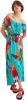 Desigual off shoulder maxi jurk met all over print en volant turquoise/rood/roze online kopen