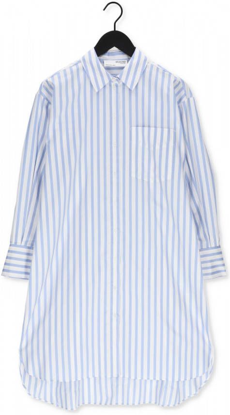 Selected Femme Blauwe Midi Jurk Slfdora Ls Stripped Long Shirt online kopen