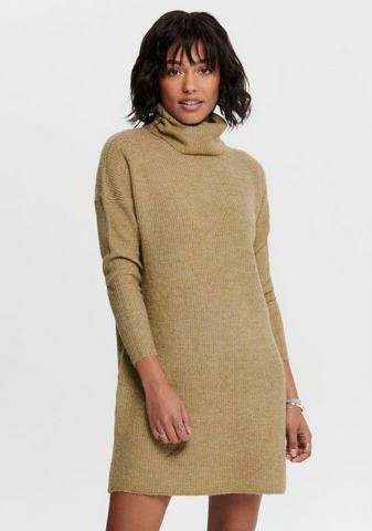 Only Gebreide mini jurk met col in beige Bruin online kopen
