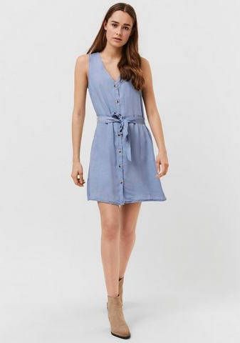 Vero Moda Denim mini jurk met strikband en knopen in lichtblauw online kopen