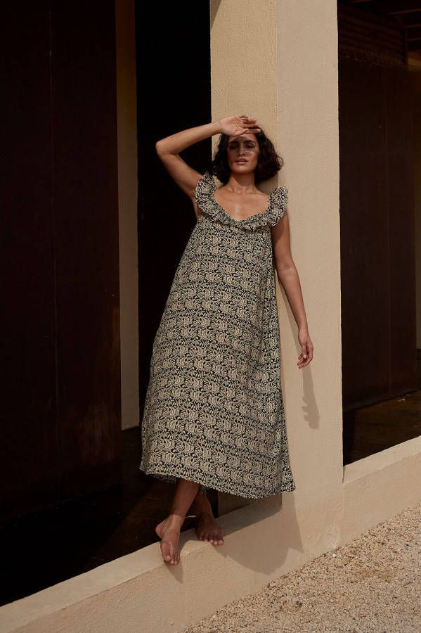 By-bar by bar Flore Udaipur maxi jurk met paisley dessin en steekzakken online kopen