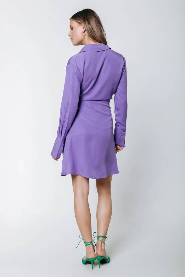 Colourful rebel Paarse Mini Jurk Hette Uni Wrap Mini Dress online kopen