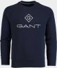 GANT Lock Up Regular Fit Sweatshirt ronde hals marine, Effen online kopen