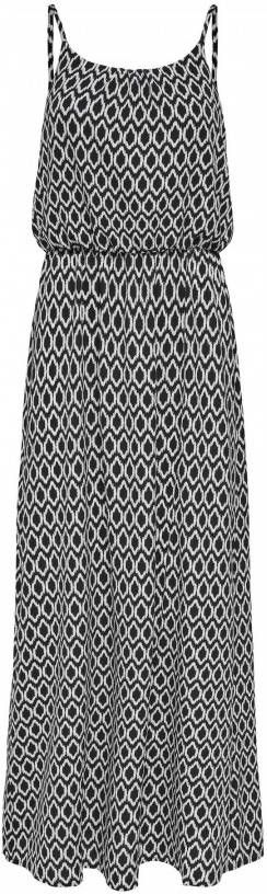 ONLY maxi jurk ONLWINNER met all over print en plooien zwart/wit online kopen