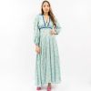 Silvian Heach Long Floral Fantasy Dress With Contrasting Edges , Groen, Dames online kopen