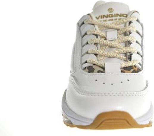 Vingino Fenna II leren sneakers met panterprint wit/metallic online kopen
