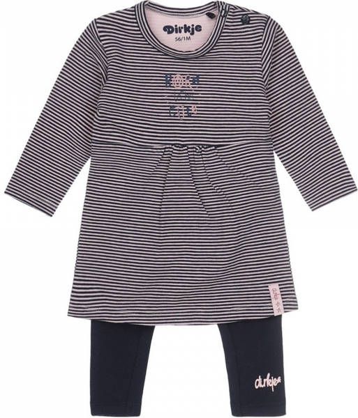 Dirkje gestreepte baby jurk + legging met biologisch katoen donkerblauw/roze online kopen