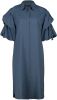 Expresso jurk Dress tencel puff sleeve met plooien donkerblauw online kopen