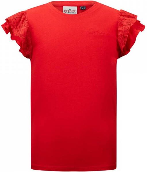 Retour Denim basic T shirt Drancy met kant rood online kopen