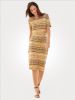 MONA Jersey jurk met grafische etnoprint Okergeel/Zwart online kopen