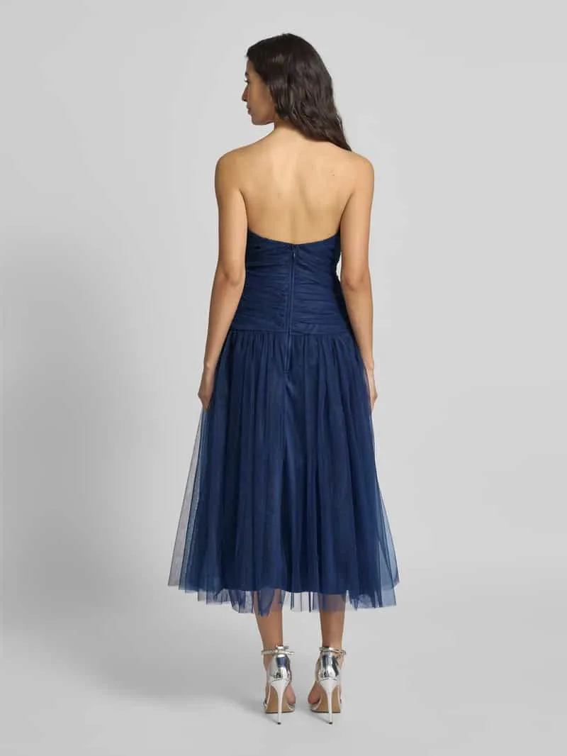 Lace & Beads Knielange cocktailjurk met V-hals marineblauw, foto 3