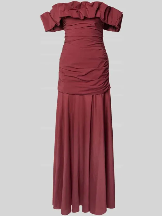 Jake*s Cocktail Maxi-jurk in off-shoulder-look met draperieën roestrood, foto 2