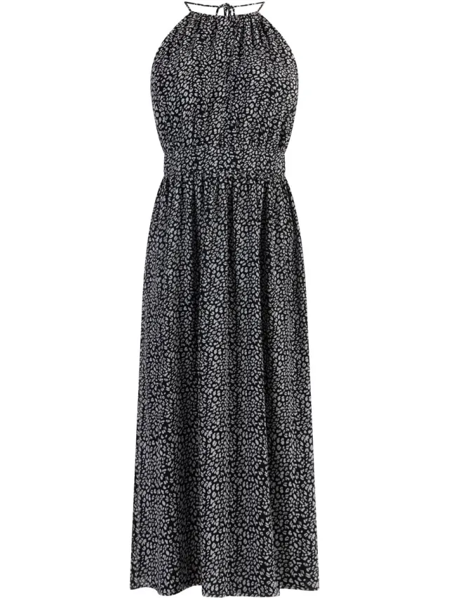 Faina Midi-jurk van chiffon zwart wit