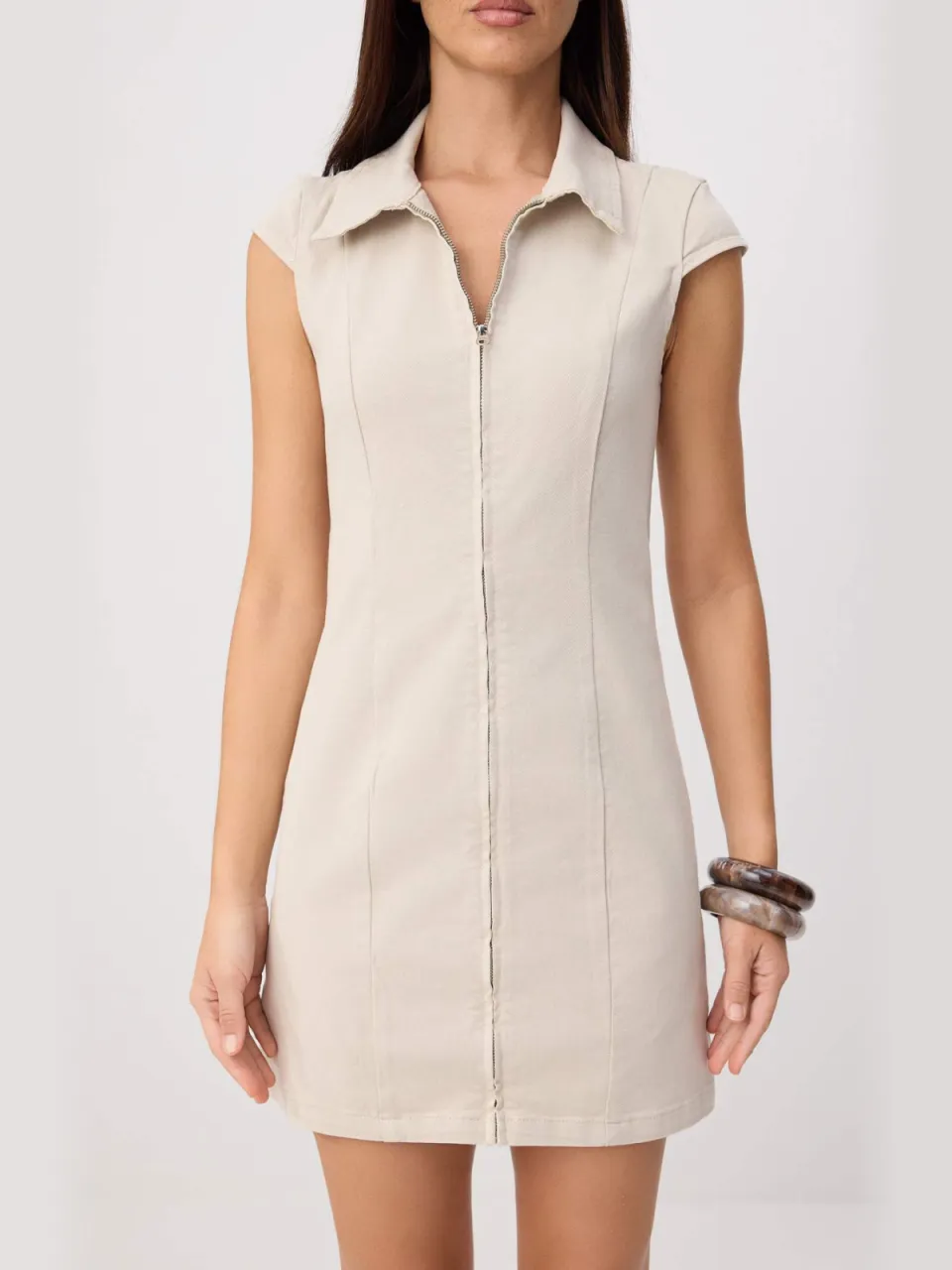 Trendyol TRENDYOLMİLLA Dames Beige Effen Kort / Mini Mouwloos A-lijn Jurken, foto 2