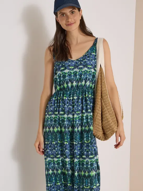 cecil Maxijurk met V-hals en print blauw, foto 3