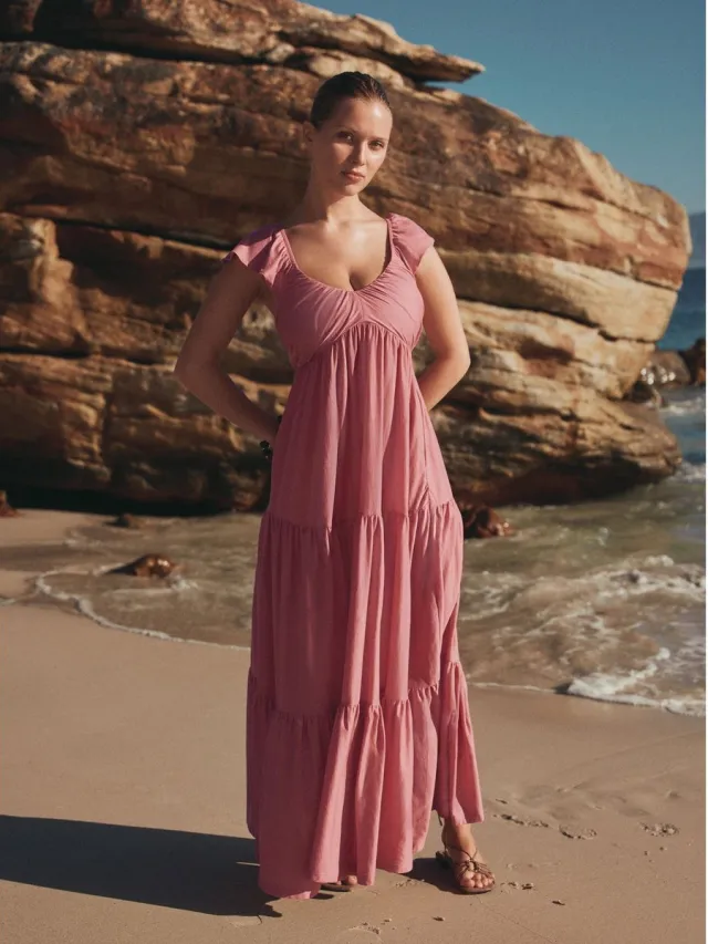 Next Dames - Midi-jurk met V-hals uit jersey - Roze Rose Pink