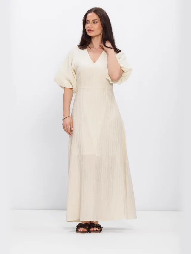 SELECTED WOMEN Dames Jurken Slfmaddie Ss Closed Back Midi Dress - Ecru