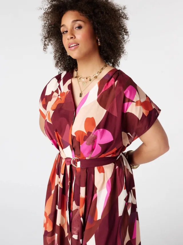 MS Mode jurk met ceintuur, Plus Size en print - meerkleurig multi orange, foto 6