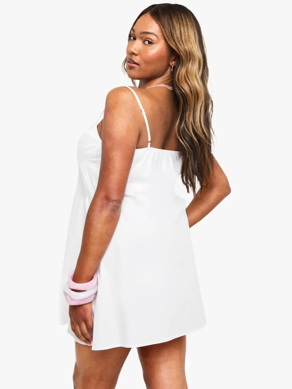boohoo Dames PLUS BUTTON DOWN SMOCK JURK wit, foto 3