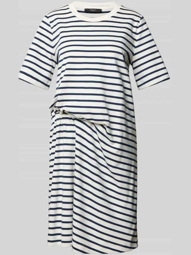 Max Mara Knielange T-shirtjurk met plooien opzij, model 'PIREO' wit, foto 2