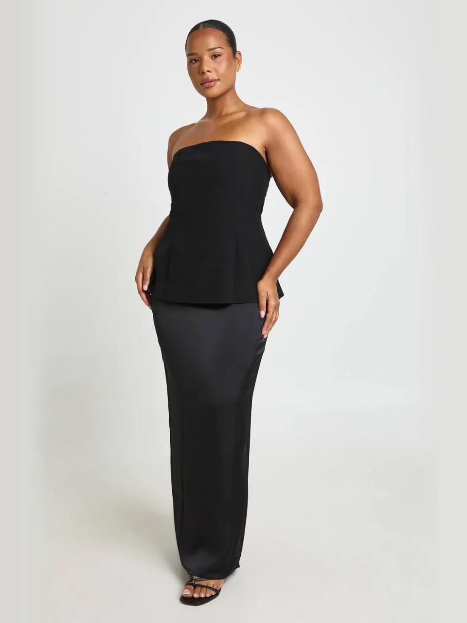 boohoo Dames Plus Bandeau 2-in-1 Maxi Jurk zwart, foto 3