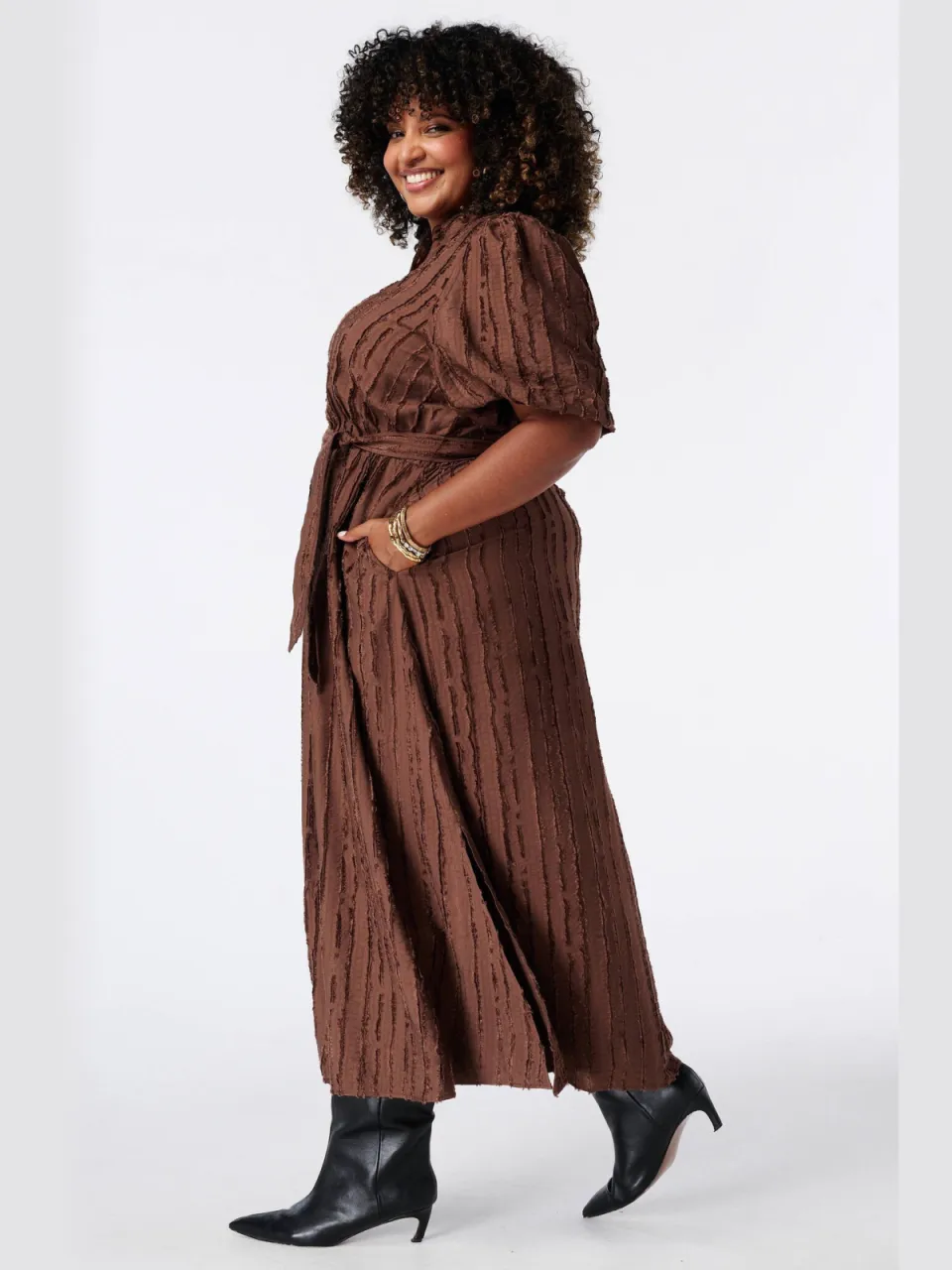 MS Mode midi blousejurk - bruin, foto 6