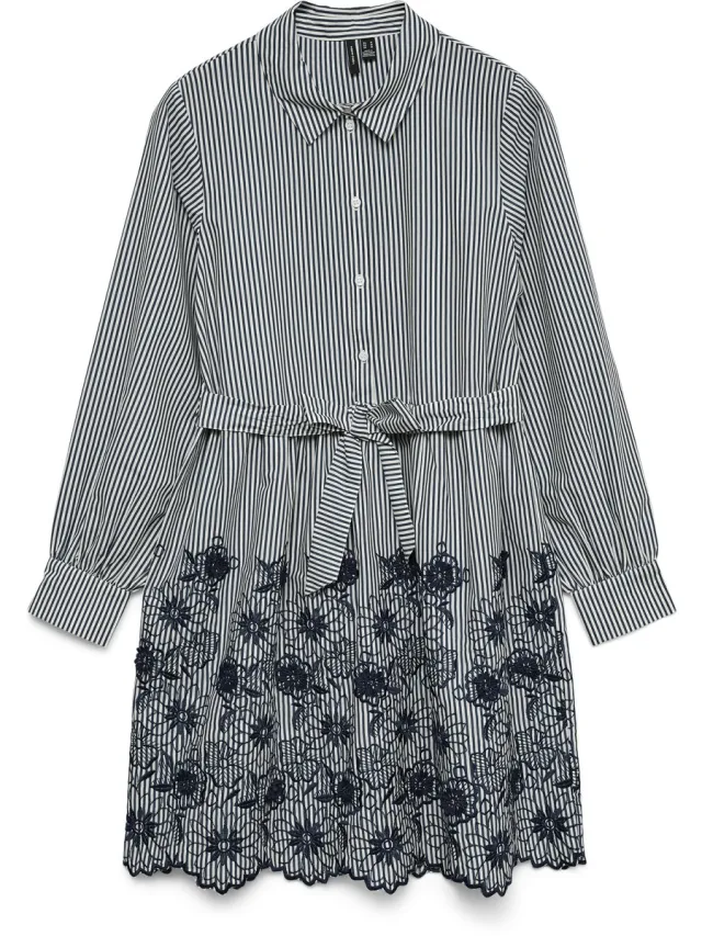 Vero Moda VMMARY LS SHORT EMB DRESS WVN GA - Dames - Mini jurken Cloud Dancer