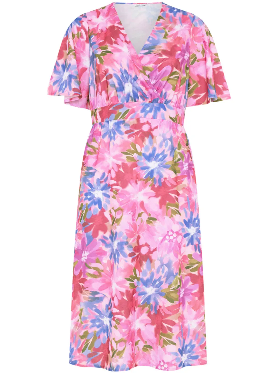 Yours London Roze Wikkeljurk Met Bloemenprint En Linnen Look, foto 3