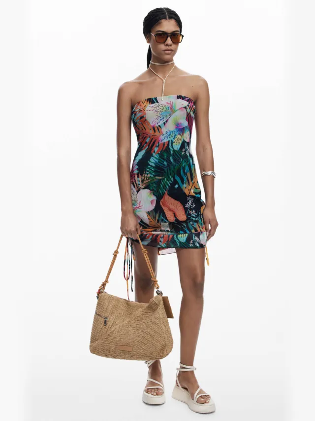 Desigual gebloemde zomerjurk strapless Multi