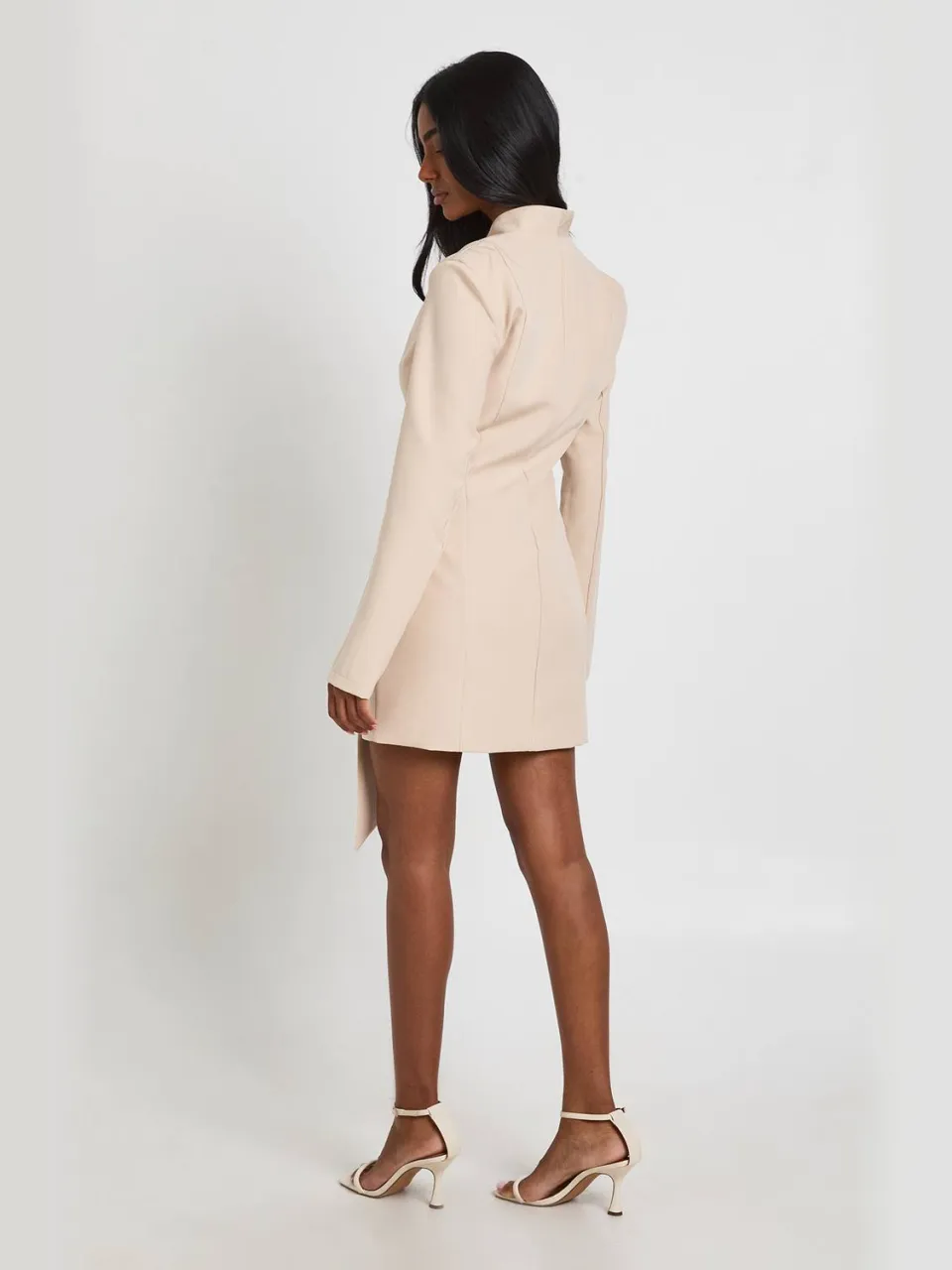 boohoo Dames Kraagloze Blazerjurk Met Drapeerdetail steen, foto 2