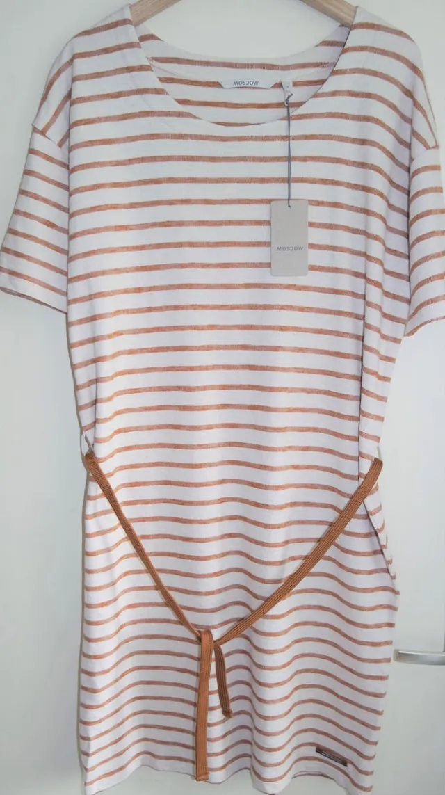 Moscow Striped Cotton Jersey Dress MOSCOW - Whisper White/Bronze