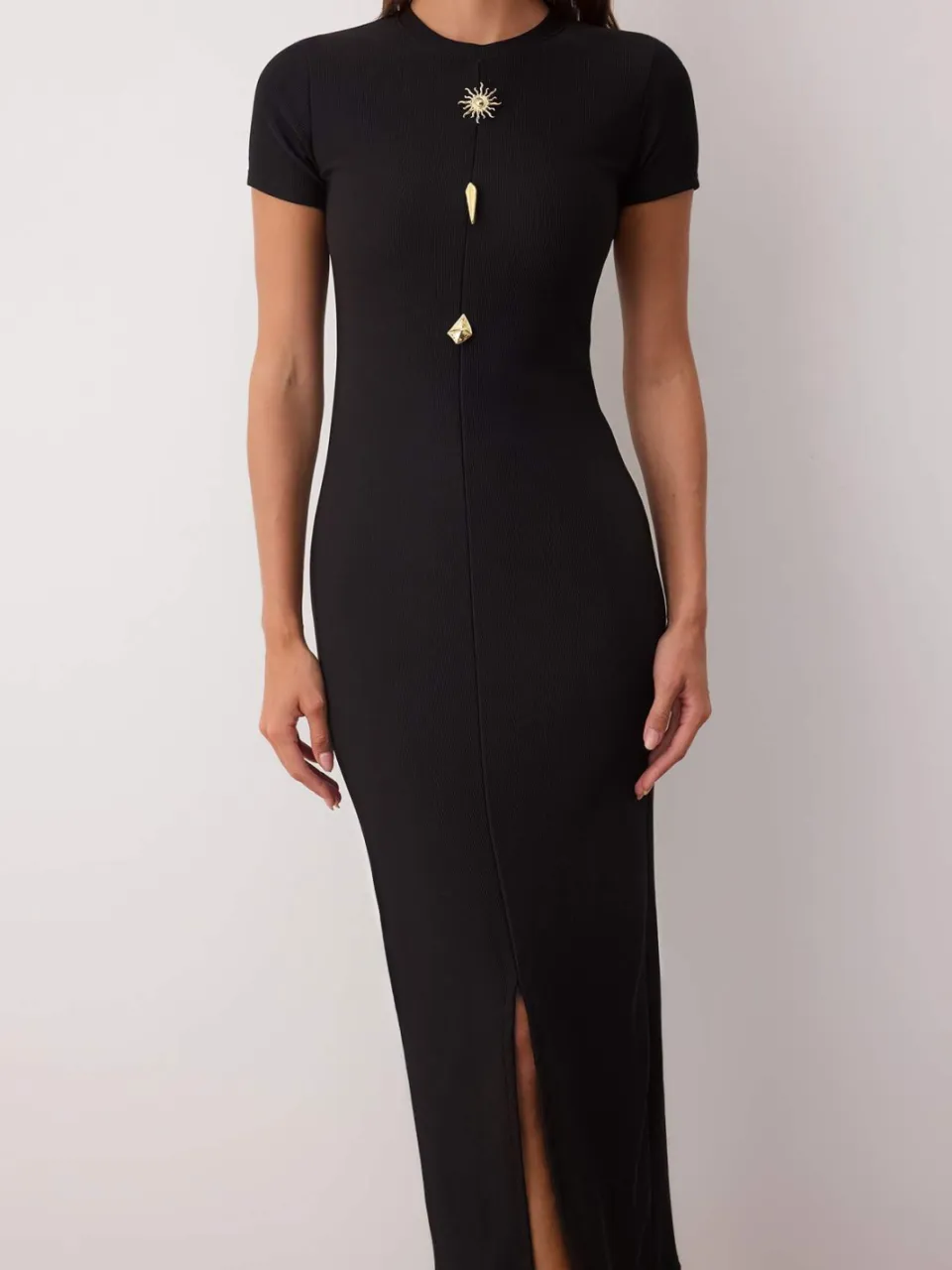 Trendyol TRENDYOLMİLLA Dames Zwart Effen Midi Kort Casual Bodycon Jurken, foto 2