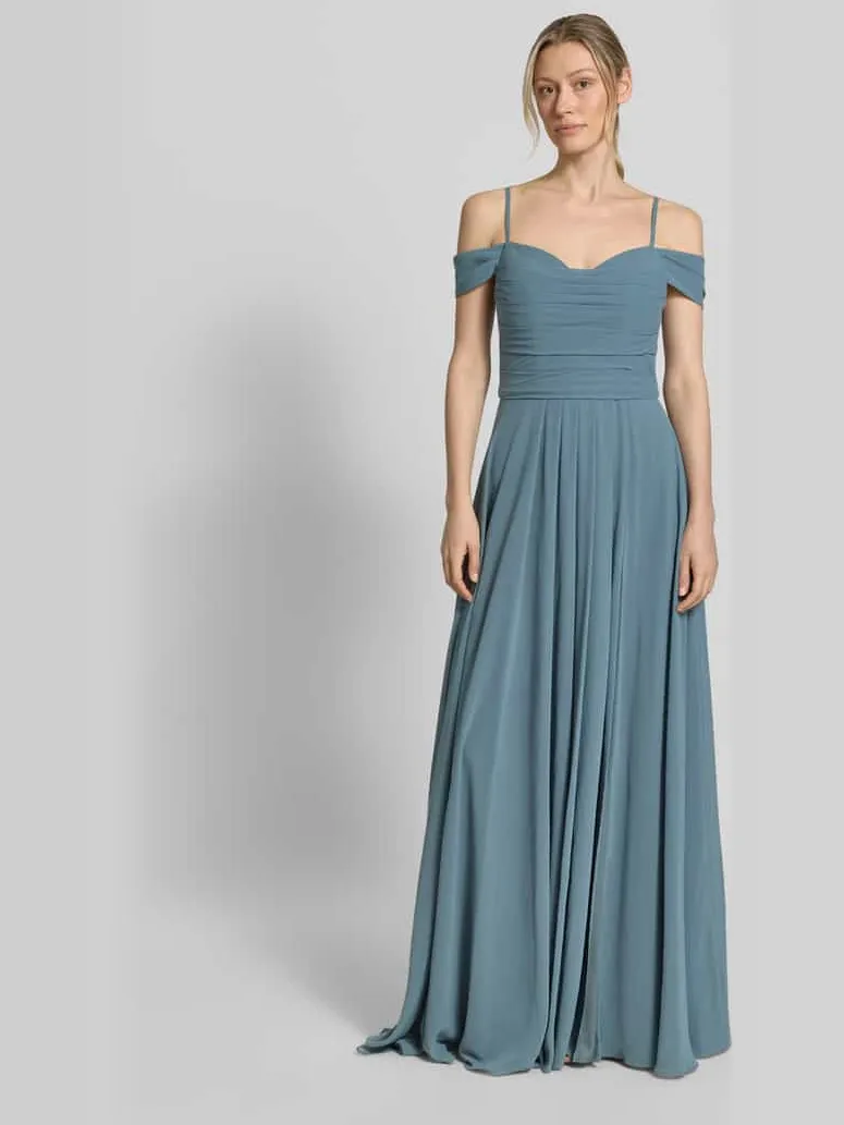 Mascara Maxi-jurk in off-shoulder-look met loopsplit Rietgroen