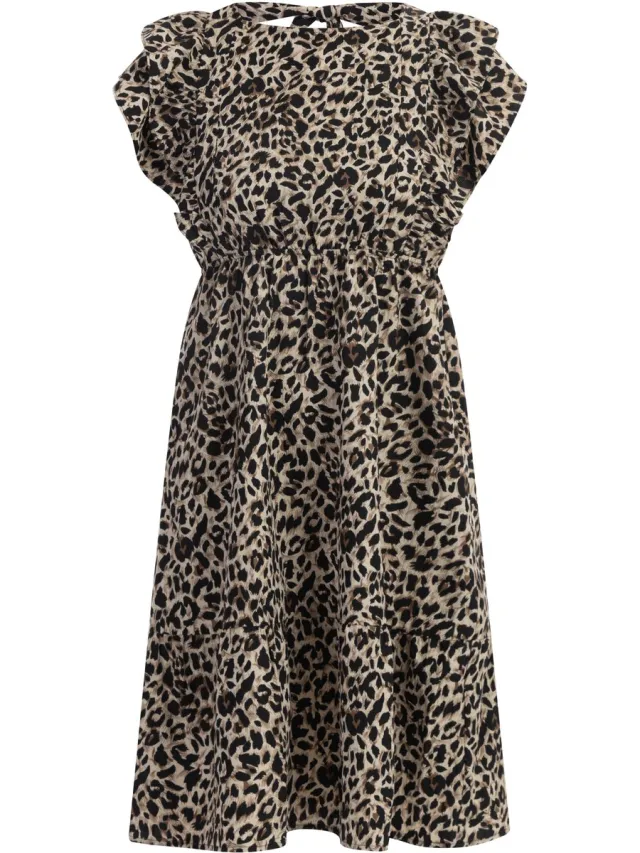 Faina Midi-jurk met luipaardprint beige leo