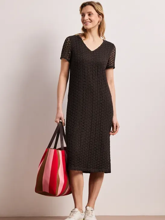 Street One Kanten midi-jurk in effen kleur Bruin